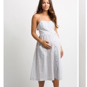 Pink Blush pinstripe maternity dress